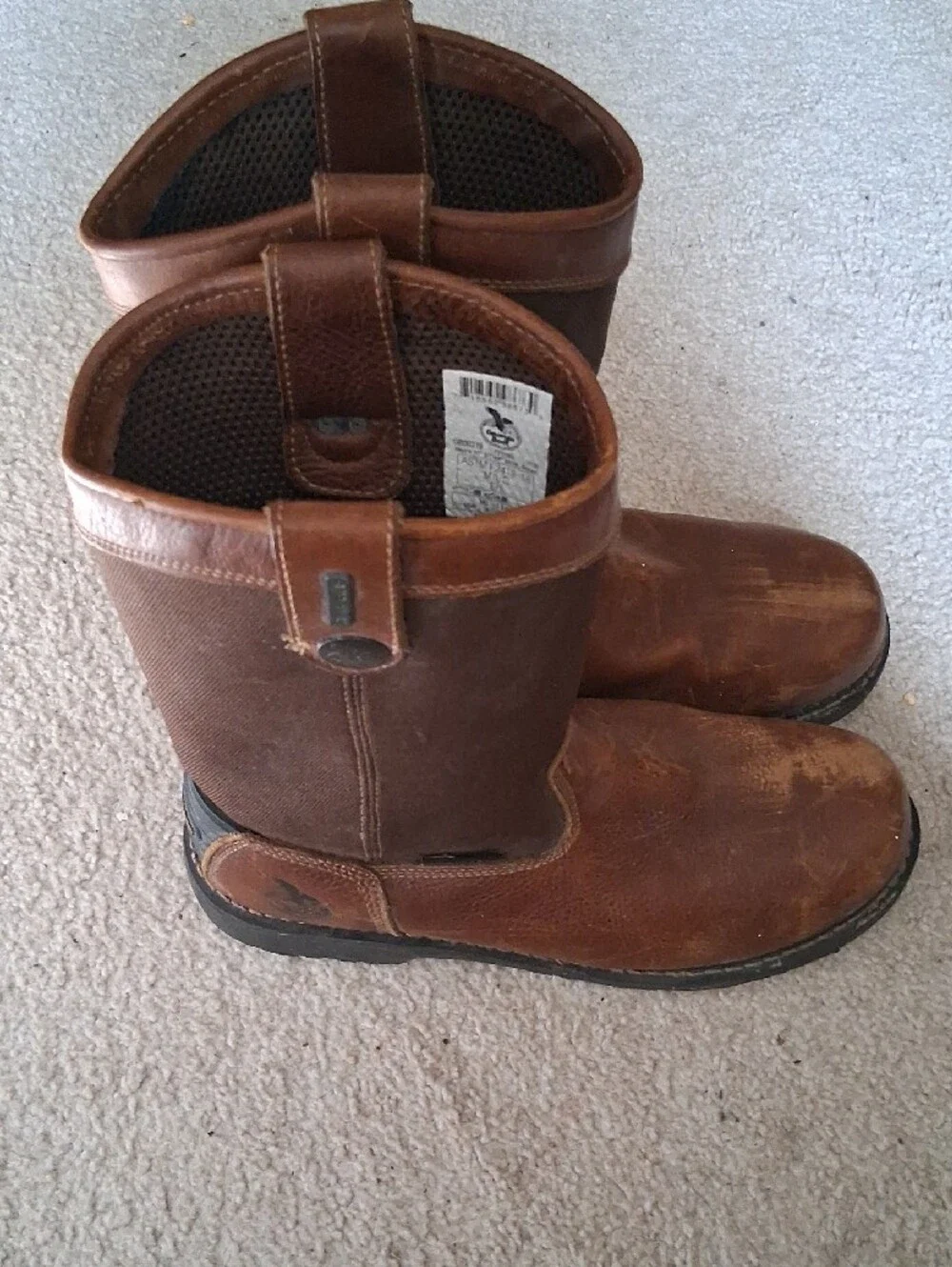 Men's Brown Work Boots - Durable Pull-On Style